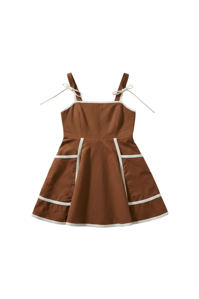 The Jane Dress in Saddle Brown and Natural