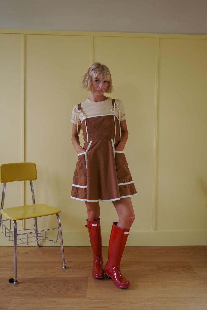 The Jane Dress in Saddle Brown and Natural