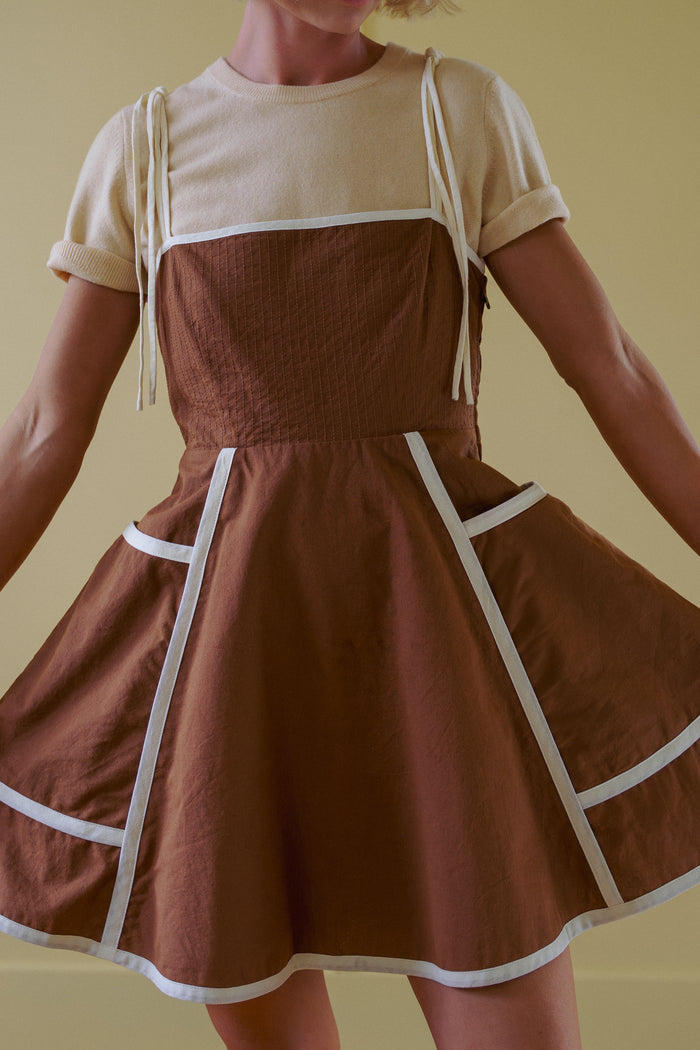 The Jane Dress in Saddle Brown and Natural