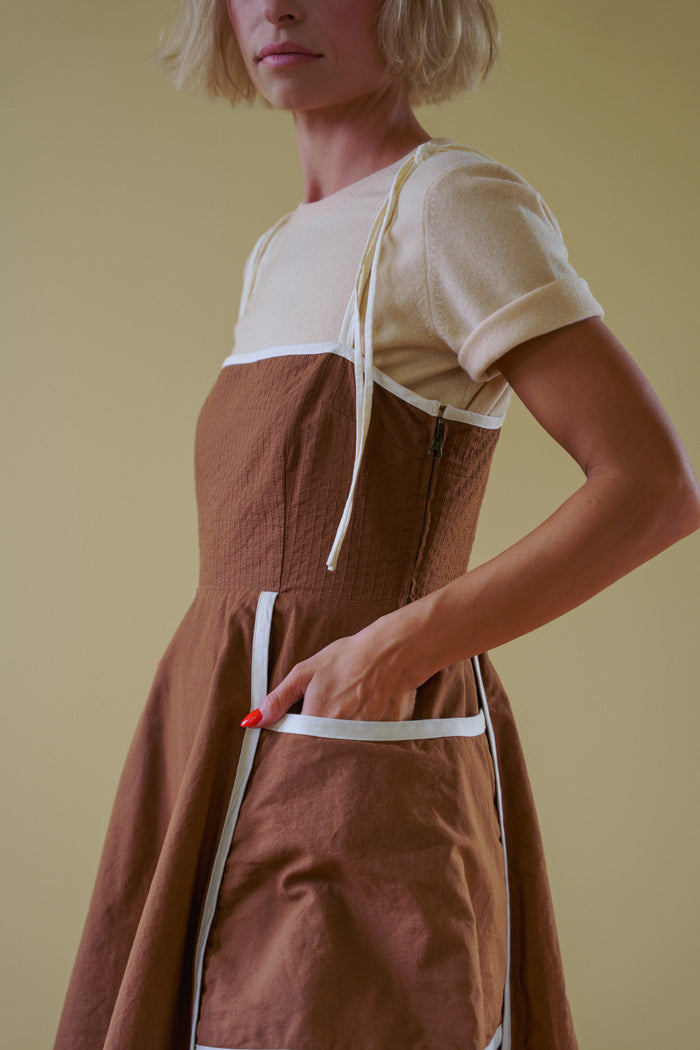 The Jane Dress in Saddle Brown and Natural