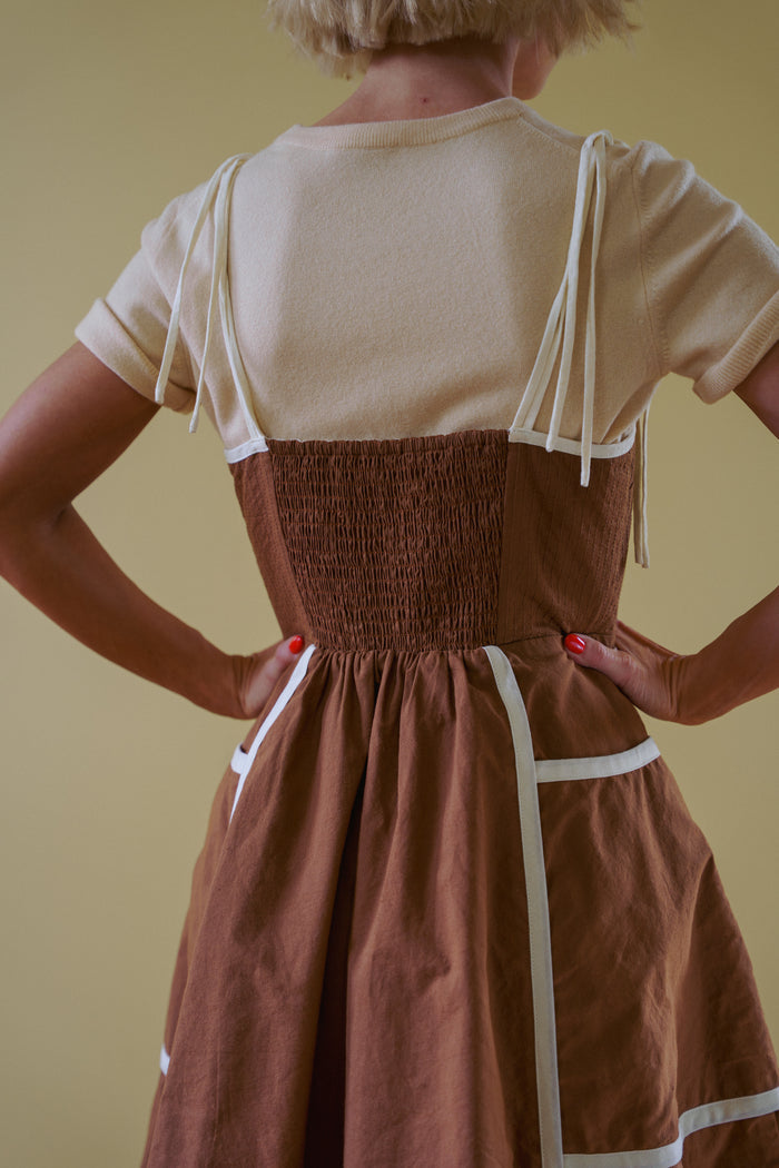 The Jane Dress in Saddle Brown and Natural