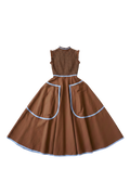 The Margot Dress in Saddle Brown & Sky Blue
