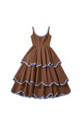 The Millie Dress in Saddle Brown and Sky Blue