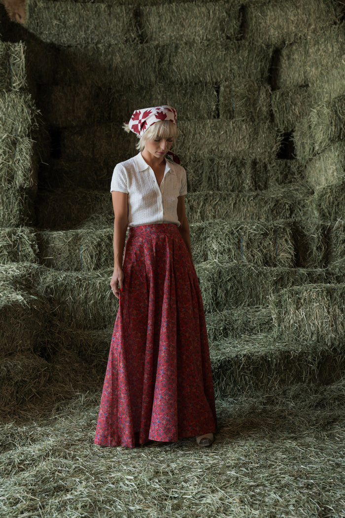 The Rosemary Skirt in Red & Burgundy - PREORDER 🍀