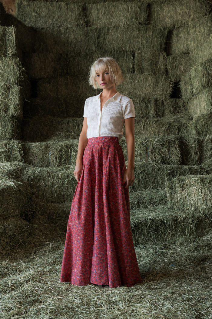The Rosemary Skirt in Red & Burgundy - PREORDER 🍀