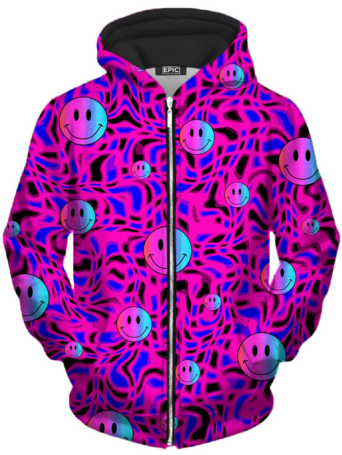 Trippy Smiles Unisex Zip-Up Hoodie Sartoris Art Epic Hoodie