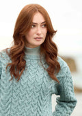 Unisex Aran Merino Wool Buncrana Sweater | Ice Blue