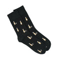 Gents Cotton Whisky Pattern Black Crew Socks - Heritage Of Scotland -