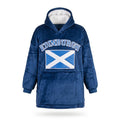 Unisex Edinburgh Saltire Hoodie Blanket – Navy Oversized Fleece - Heritage Of Scotland -
