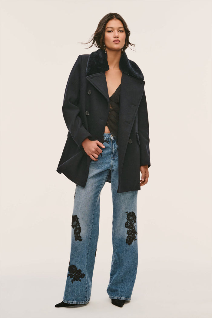 Verdine Faux Fur Collar Peacoat