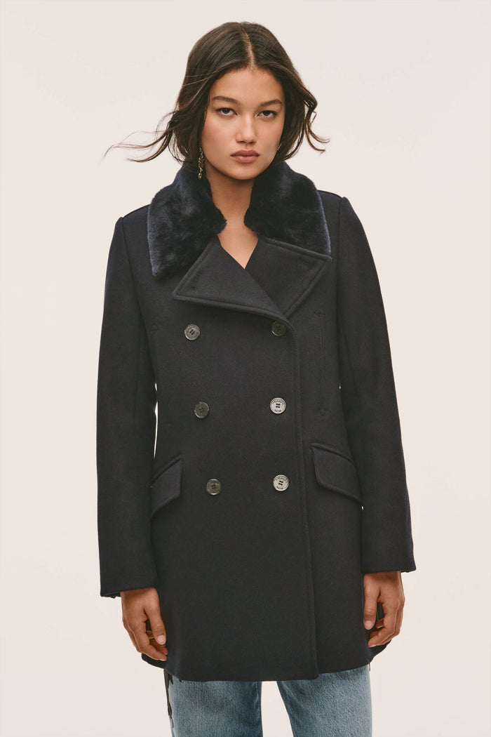 Verdine Faux Fur Collar Peacoat