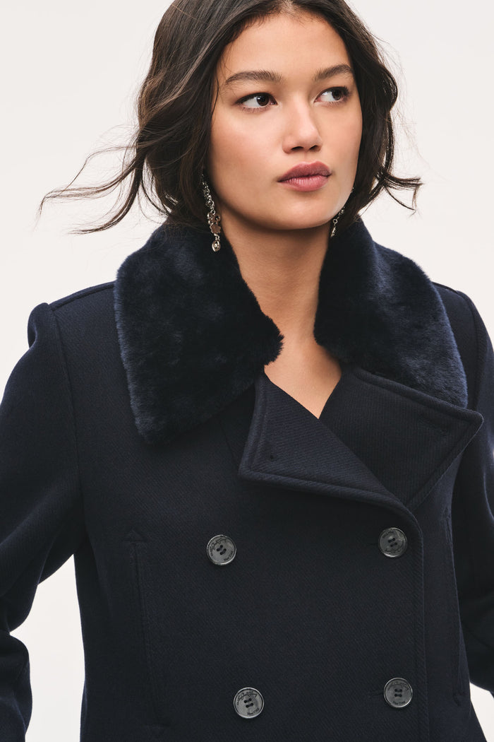Verdine Faux Fur Collar Peacoat