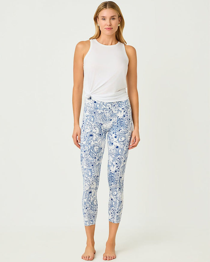 Lilly Pulitzer - Weekender High Rise Midi Legging Upf 50 Plus - Starlight Navy Crossgrain Zoology