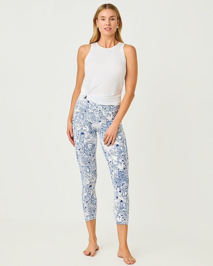 Lilly Pulitzer - Weekender High Rise Midi Legging Upf 50 Plus - Starlight Navy Crossgrain Zoology