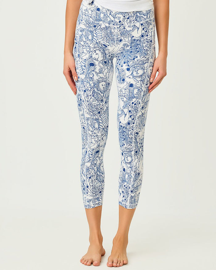 Lilly Pulitzer - Weekender High Rise Midi Legging Upf 50 Plus - Starlight Navy Crossgrain Zoology