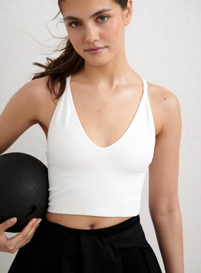 White Shape Seamless Cross Back Bralette