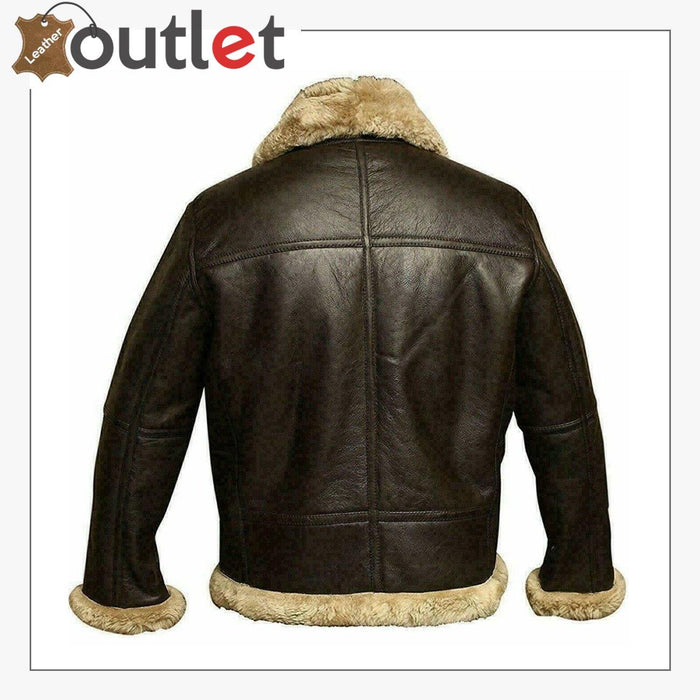 Women RAF B3 Pilot Winter Real Shearling Sheepskin Leather Bomber Aviator Jacket - Leather Outlet
