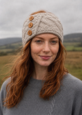 Women's Aran Button Headband | Oatmeal