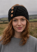 Women's Aran Button Headband | Slate Grey