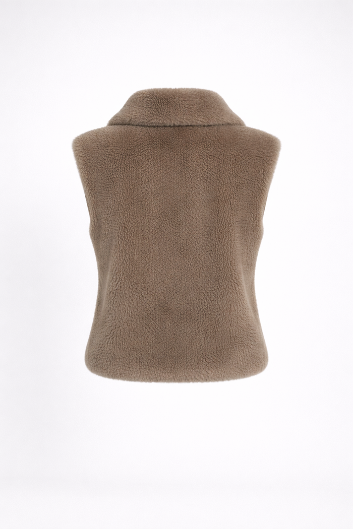 Women's Beige Shearling Fur Vest