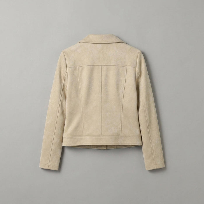 Women's Beige Suede Moto Jacket