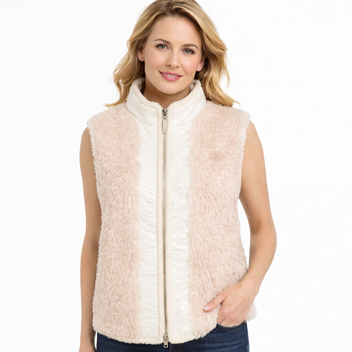 Women's Beige Teddy Padded Vest