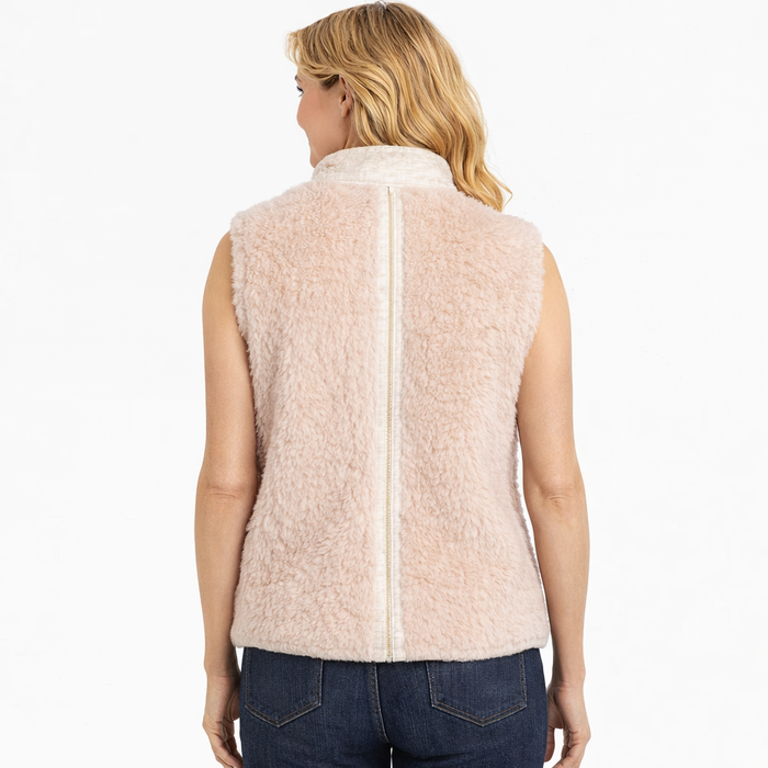 Women's Beige Teddy Padded Vest