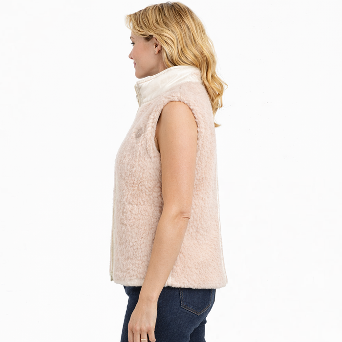 Women's Beige Teddy Padded Vest