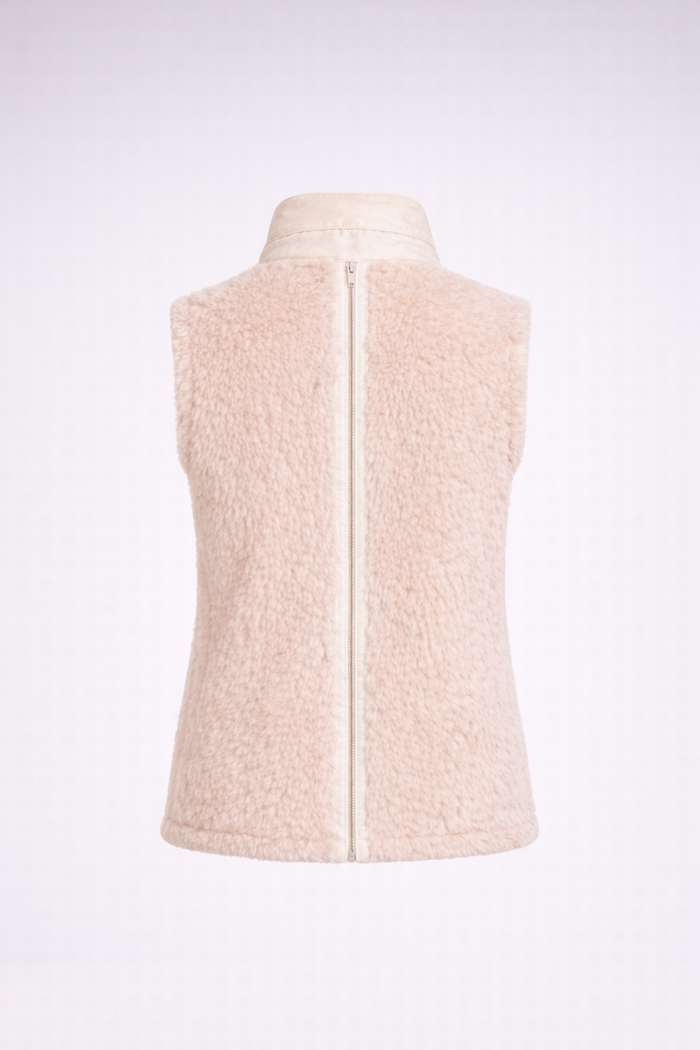 Women's Beige Teddy Padded Vest