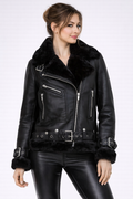 Women's Black Shearling Aviator Jacket