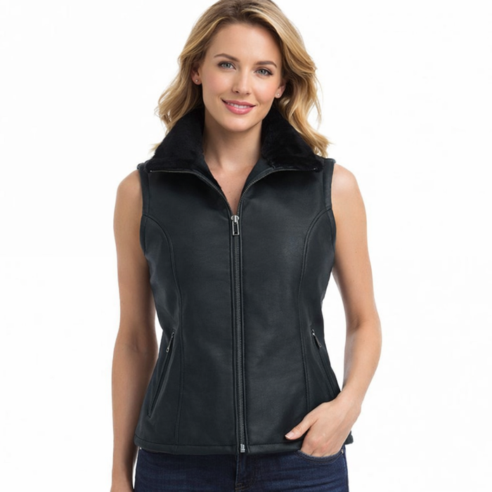 Women's Black Shearling Vest