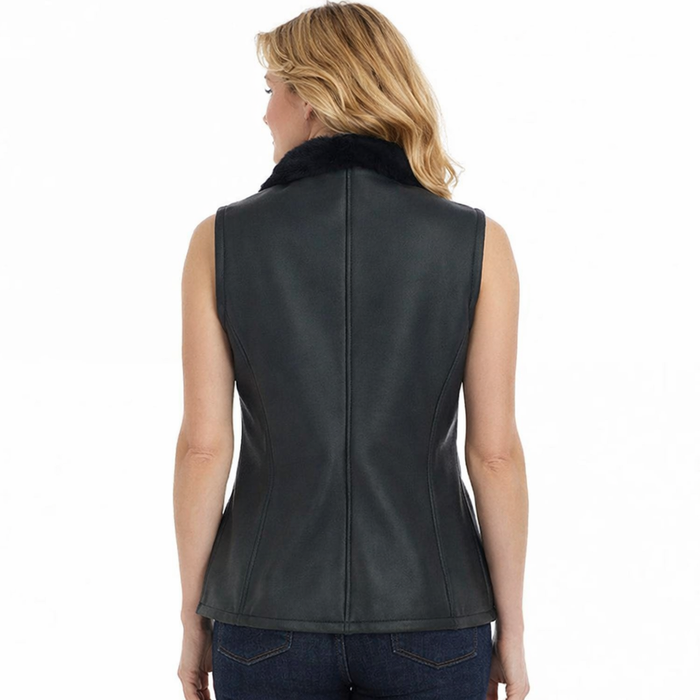Women's Black Shearling Vest