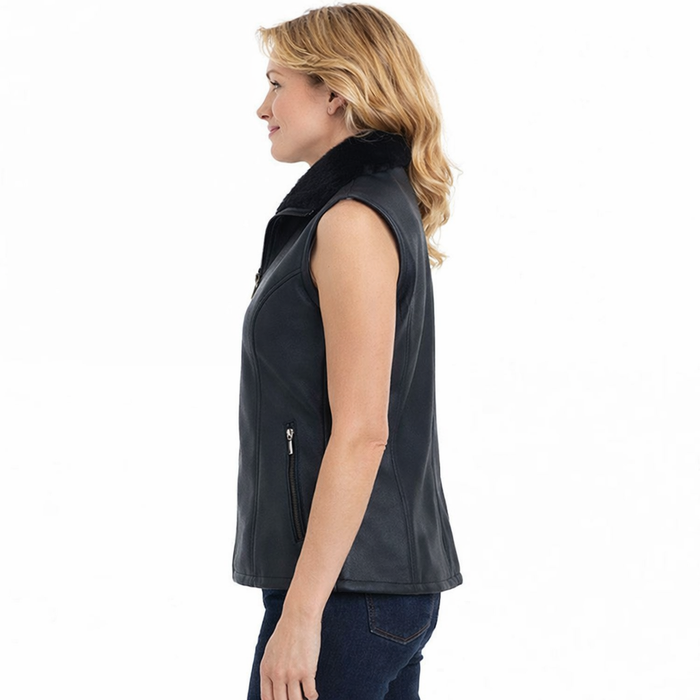 Women's Black Shearling Vest