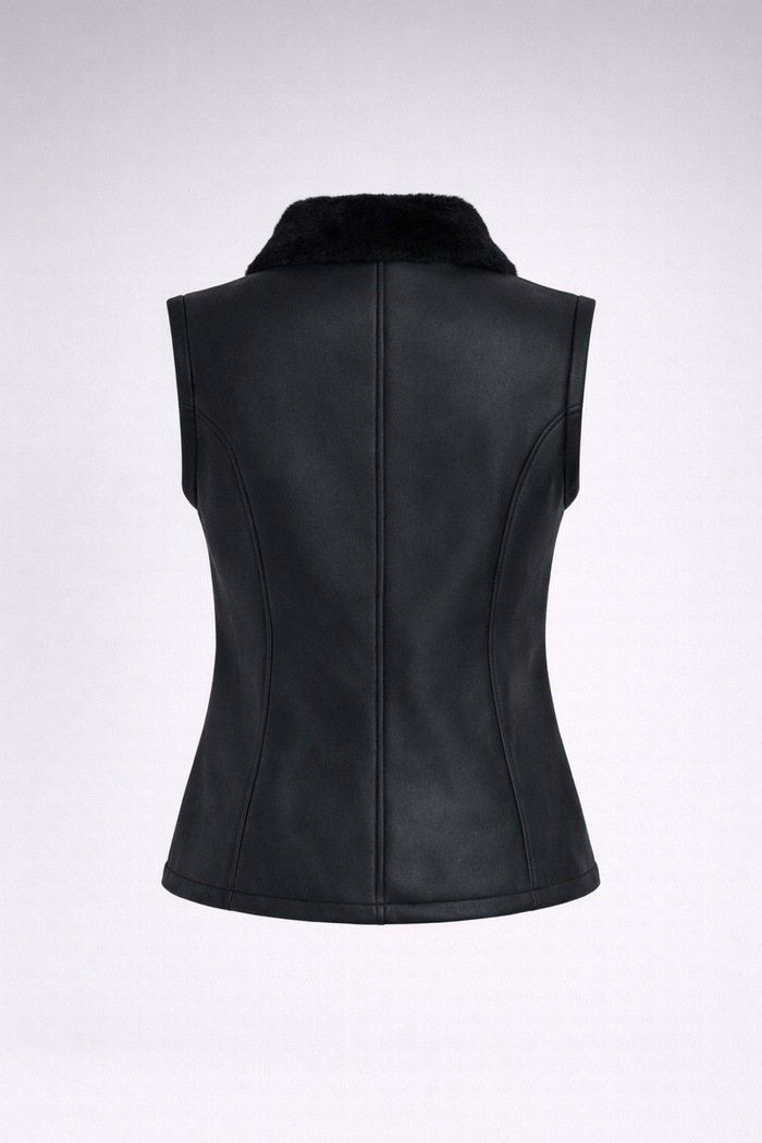 Women's Black Shearling Vest