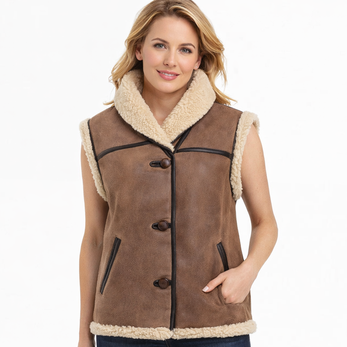 Women's Brown Aviator Shearling Jacket