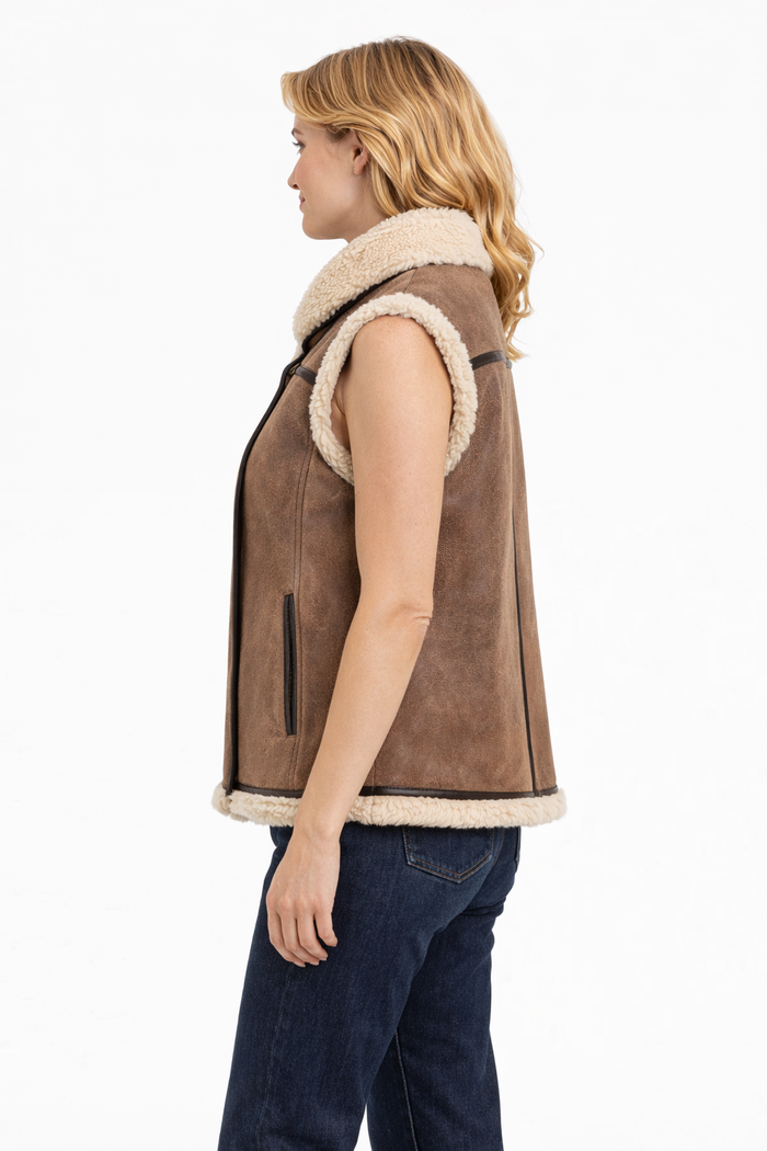 Women's Brown Aviator Shearling Jacket