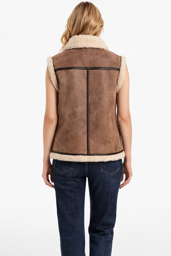 Women's Brown Aviator Shearling Jacket