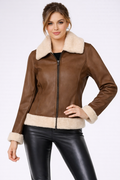 Women's Brown Leather Shearling Jacket