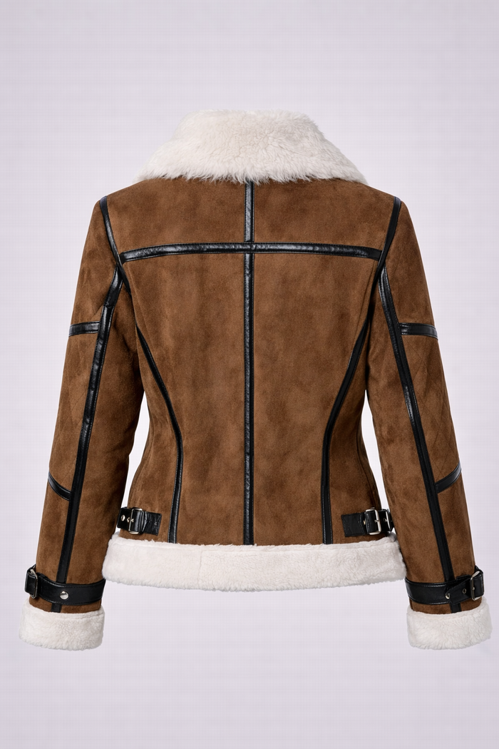 Women's Brown Shearling Bomber Jacket