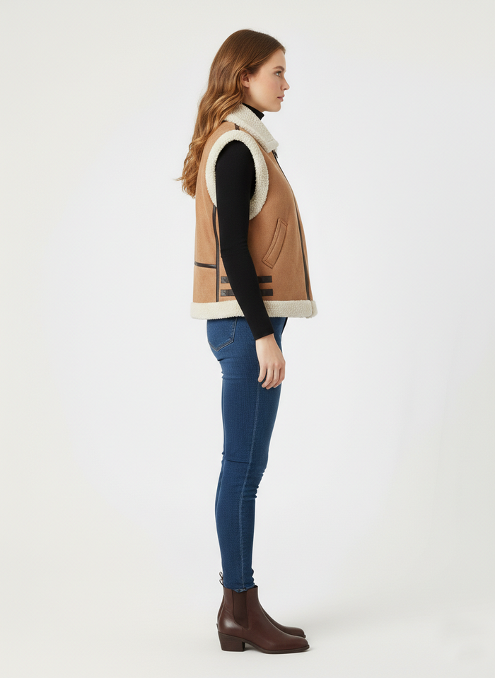 Women's Brown Shearling Fur Vest