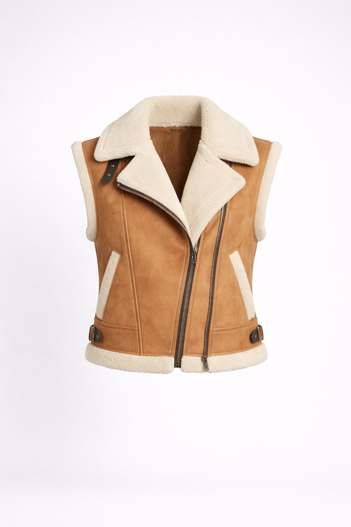 Women's Brown Shearling Fur Vest
