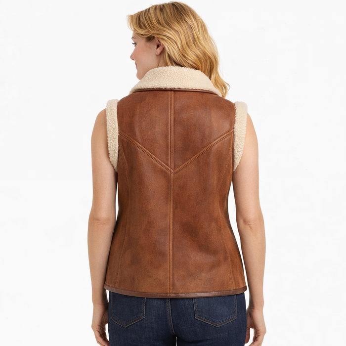 Women's Brown Shearling Leather Vest