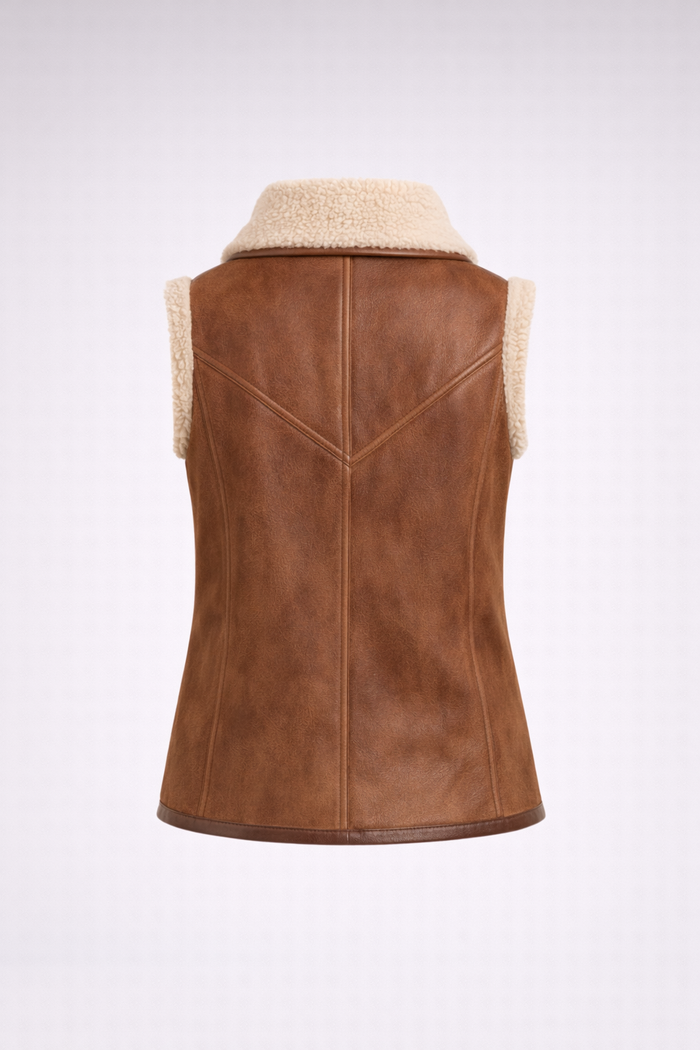Women's Brown Shearling Leather Vest