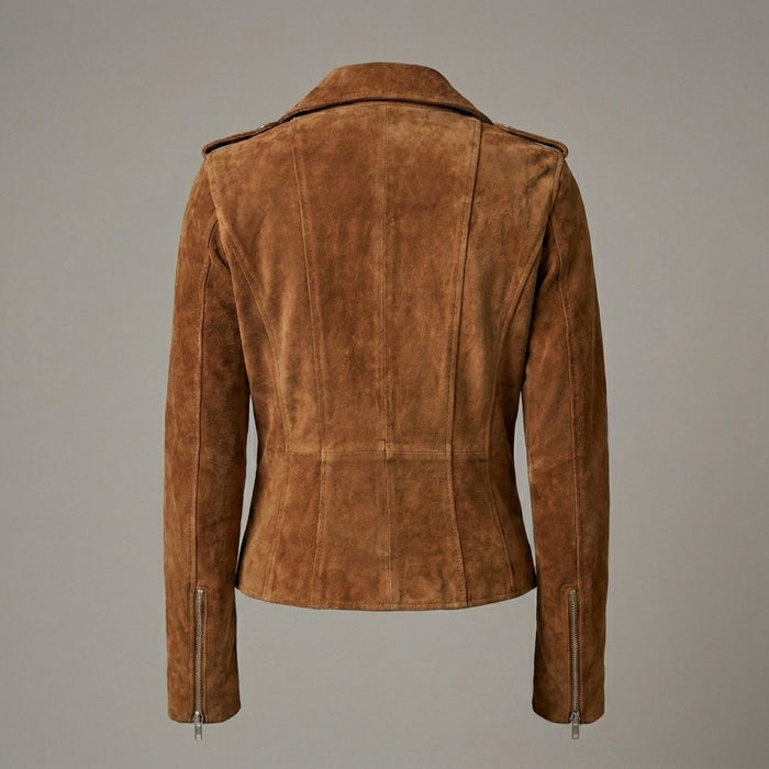 Women's Brown Suede Biker Jacket