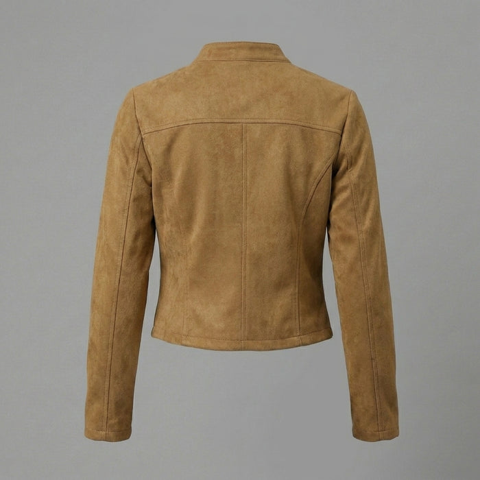 Women's Brown Suede Cropped Moto Jacket