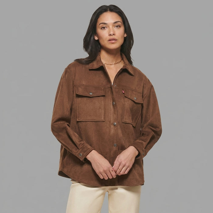 Women's Brown Suede Shacket