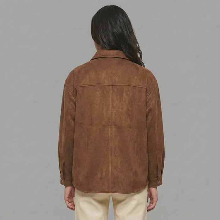 Women's Brown Suede Shacket