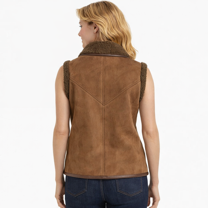 Women's Brown Suede Shearling Vest
