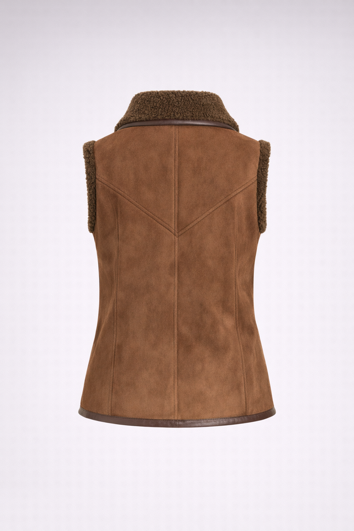 Women's Brown Suede Shearling Vest
