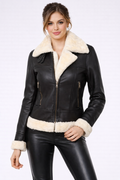 Women's Cropped Shearling Leather Jacket